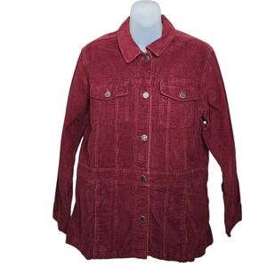 Eddie Bauer Womens Utility Jacket Size XL Chore Shacket Field Barn Burgundy